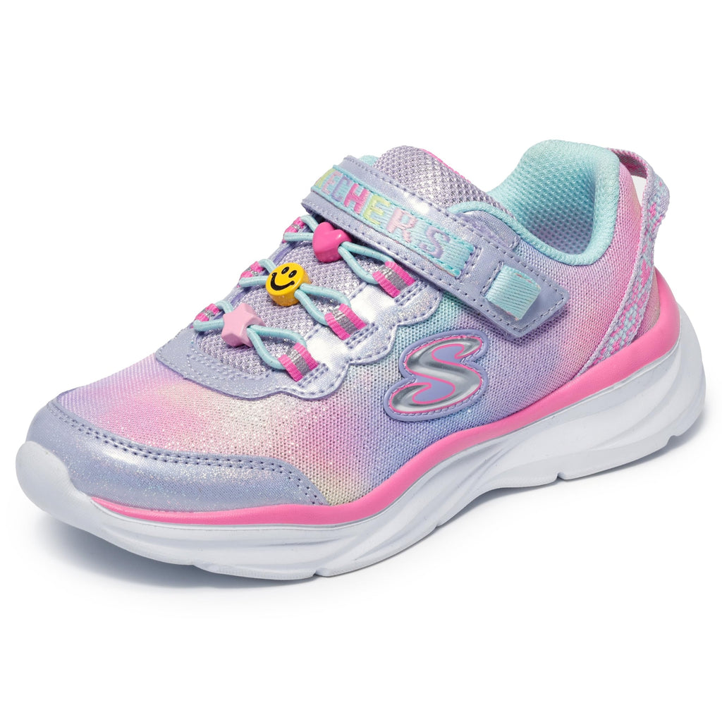 Skechers - Tenis Deportivos con Dijes Decorativos, Cierre Adaptable y Lavables para Niña (Lavanda/Multicolor) (Talla 27 - 36)