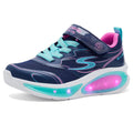 Skechers - Tenis Deportivos con Luces LED Kids' Cosmic Glow 2.0 con Cierre Adaptable para Niña (Azul Marino/Multicolor) (Talla 27 - 35)