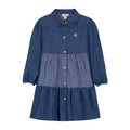 Vestido Camisero Denim Tiered Calvin Klein Jeans | 3 Niveles Color Block + Logo cK Bordado | Niña (2T - 6T)