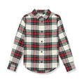 Amazon Essentials Camisa Franela Niño | Cuadros Crema/Rojo/Verde • Manga Larga • 100% Algodón
