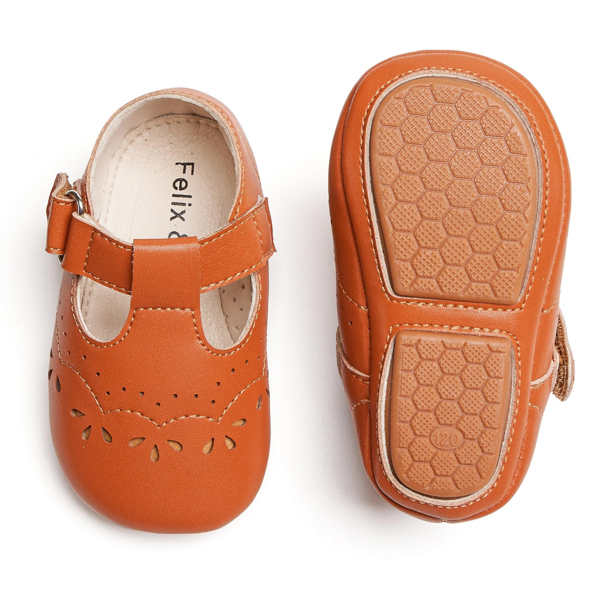 Zapatos de Vestir Estilo T-Strap Antideslizantes de Suela Suave para Bebé (Miel) – Félix & Flora