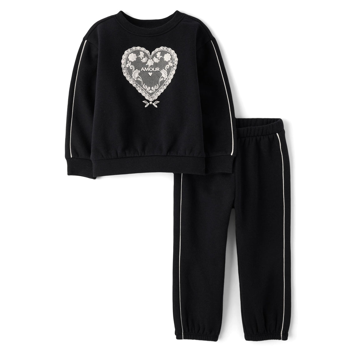 The Children's Place | Conjunto 2 Piezas Sudadera y Jogger Negro Estrellas Niña
