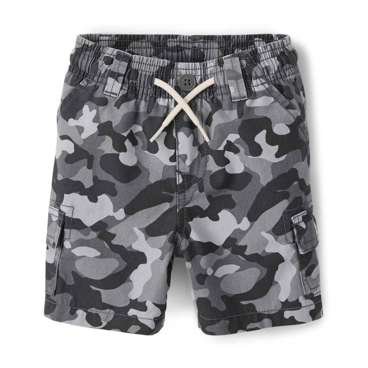The Children's Place Short Cargo Camuflaje Gris Bebé/Niño | Lona Algodón • Cintura Elástica • Bolsillos Cargo