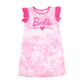 Camisón Pijama Barbie Oficial Tie-Dye | Volantes Hombros + Sublimación Ignífuga + Corte Holgado | Niña Rosa (7T - 12T)