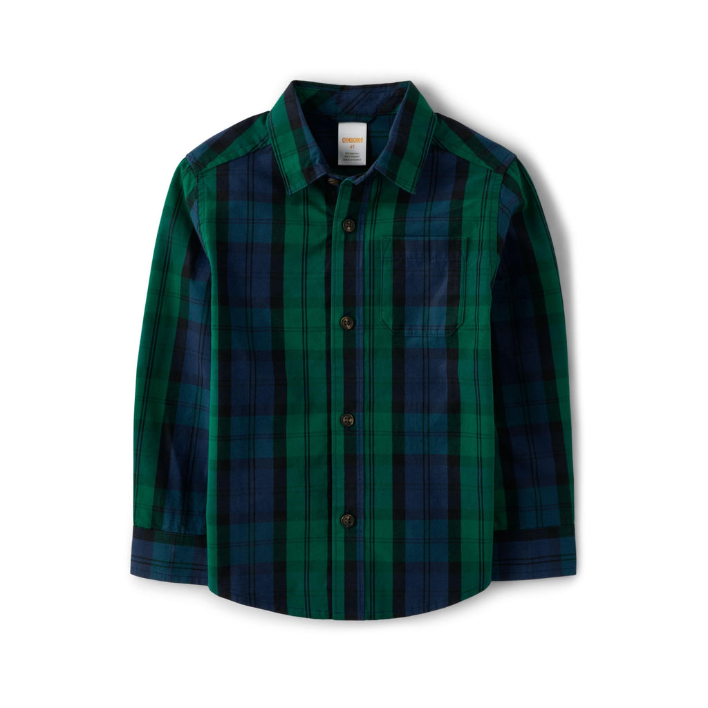 Gymboree Camisa de Franela Tartán Manga Larga - Verde y Azul Marino (12M - 12T)