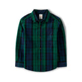 Gymboree Camisa de Franela Tartán Manga Larga - Verde y Azul Marino (12M - 12T)