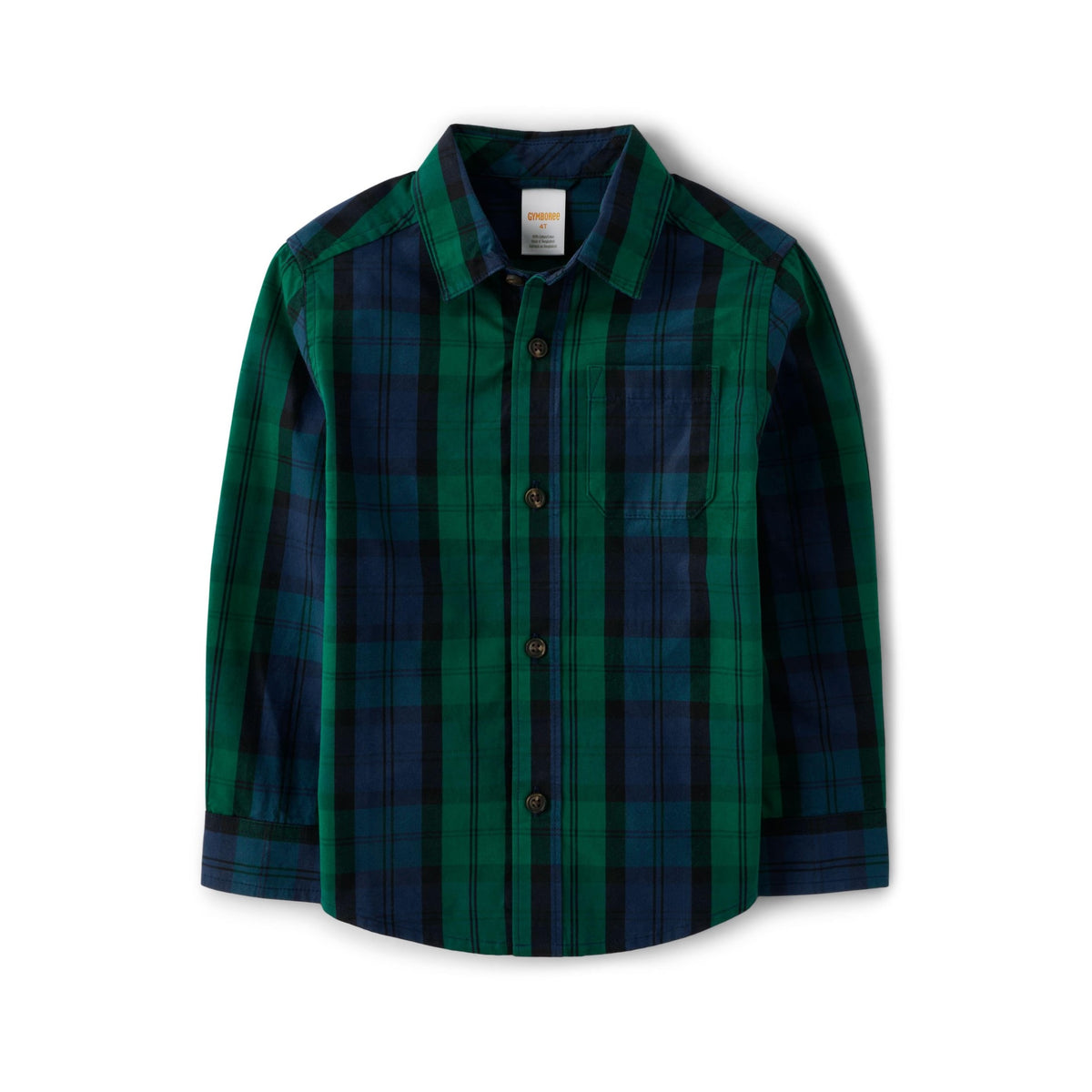 Gymboree Camisa de Franela Tartán Manga Larga - Verde y Azul Marino (12M - 12T)