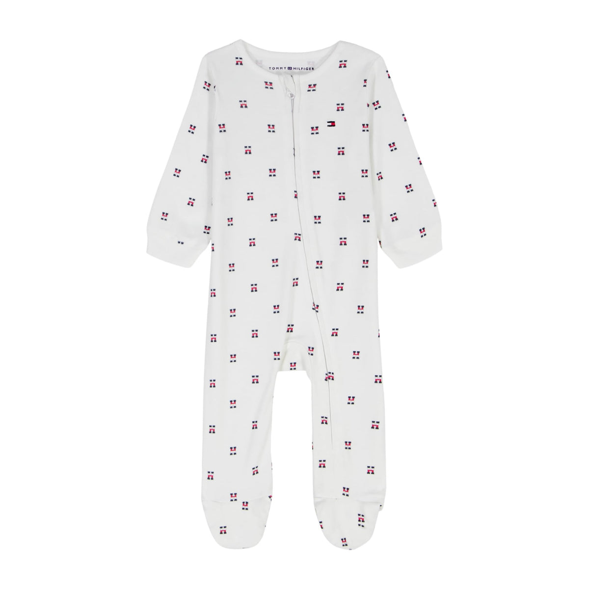 Mono con Pies Manga Larga Tommy Hilfiger | Logo TH Allover | Blanco (Solo 6-9M)