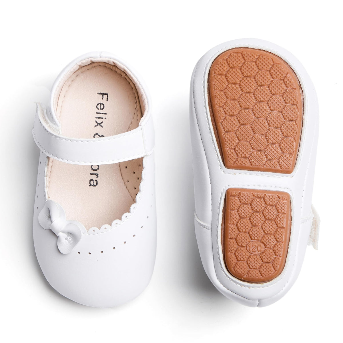 Zapatos de Vestir Antideslizantes de Suela Suave con Lazo para Bebé (Blanco) – Félix & Flora