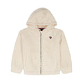 Hoodie Full-Zip Minky Sherpa Tommy Hilfiger | Pelo Sintético Ultrasuave Blanco + Logo Corazón | Niña  (7T - 16T)