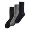 Polo Ralph Lauren | Calcetines Niño Pack 3 Algodón Canalé Negro Gris Marino Pony Rojo