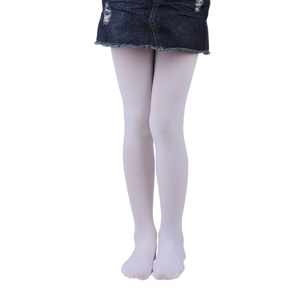Mallas Nina 1 Par Opaco Ultra Suave Sin Costuras Nailon Elastano Blanco Baile Comunion Pascua Formal (2 - 13T)