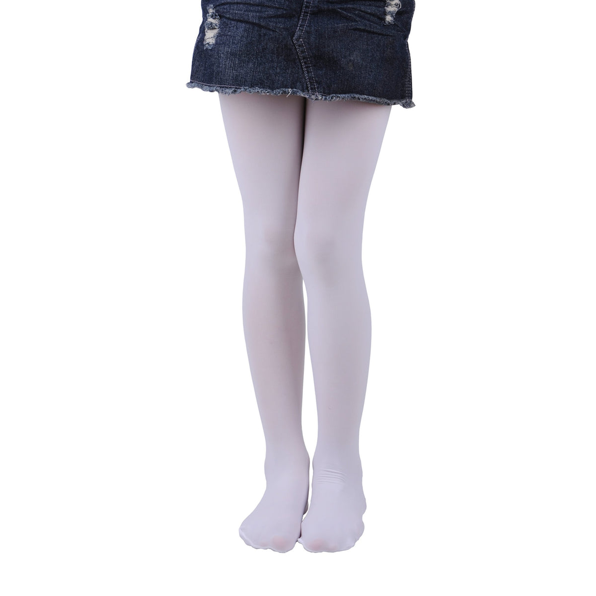 Mallas Nina 1 Par Opaco Ultra Suave Sin Costuras Nailon Elastano Blanco Baile Comunion Pascua Formal (2 - 13T)