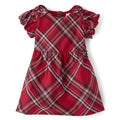 The Children's Place | Vestido Elegante Cuadros Escoceses Rojo Manga Farol Niña
