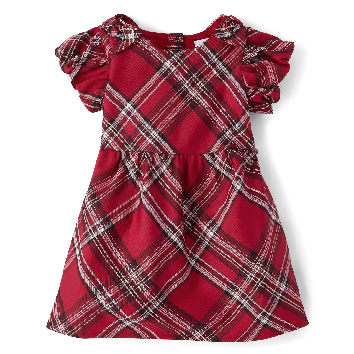The Children's Place | Vestido Elegante Cuadros Escoceses Rojo Manga Farol Niña