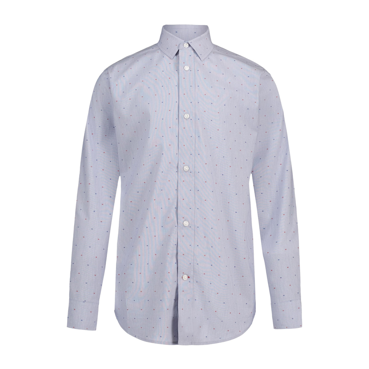 Tommy Hilfiger | Camisa de Vestir Manga Larga Estampado H Azul Niño (8T - 16T)