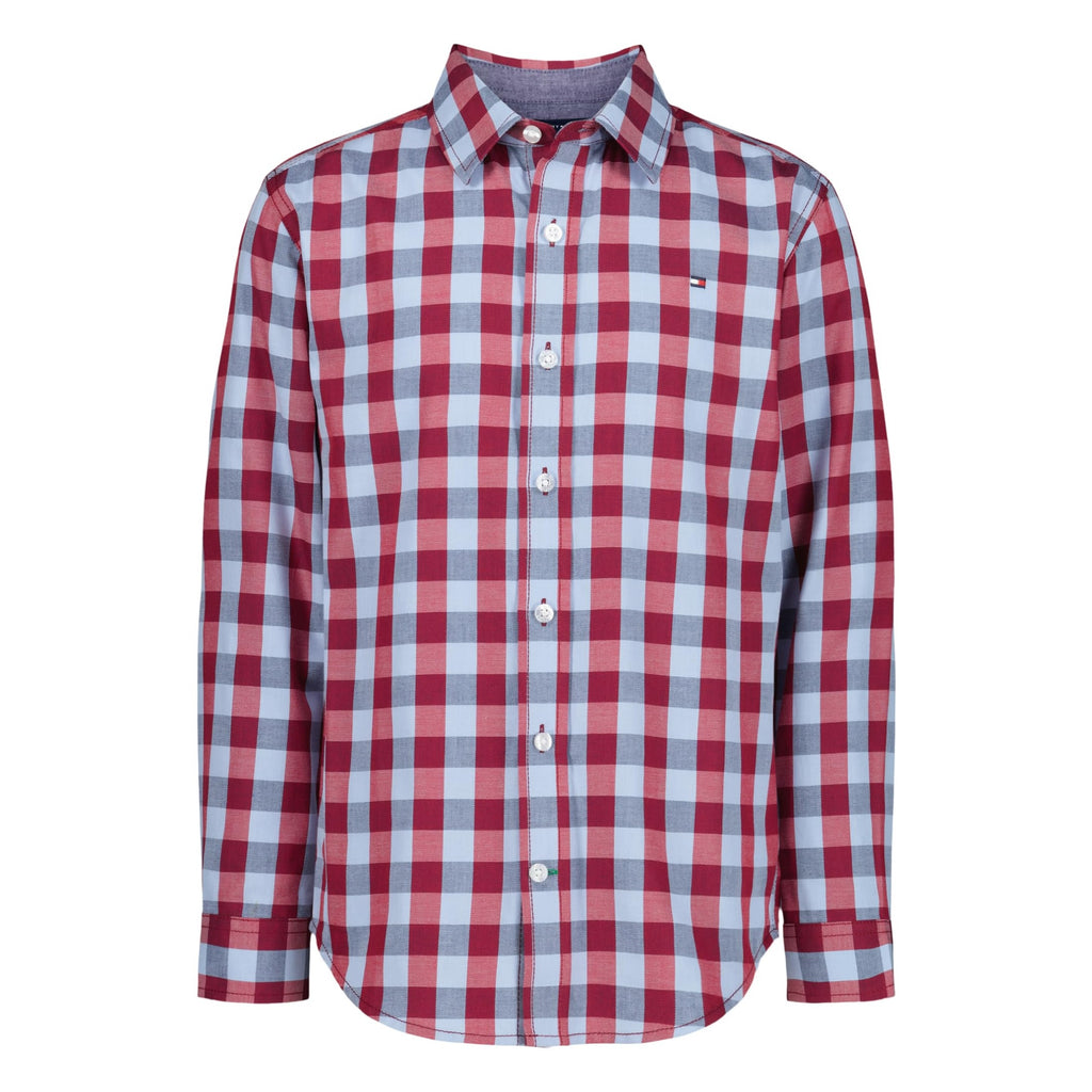 Tommy Hilfiger | Camisa Casual Manga Larga Cuadros Granate Niño (8T - 16T)