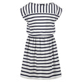 Tommy Hilfiger Vestido Jersey Rayas Niña | Navy/Blanco • Cuello Barco • Manga Casquillo • Bandera TH • Cintura Elástica
