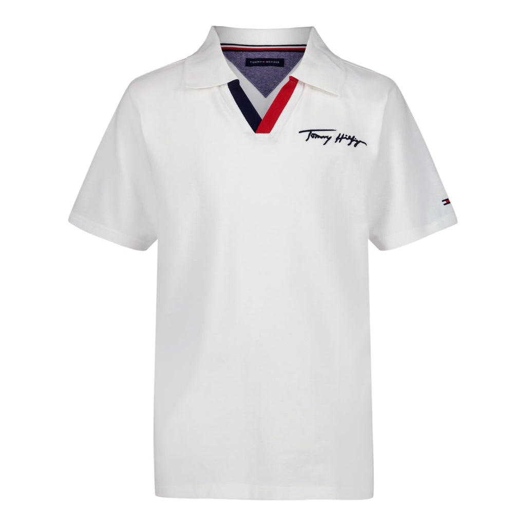 Tommy Hilfiger | Polo Piqué Johnny Cuello en V Blanco Niño (8T - 16T)