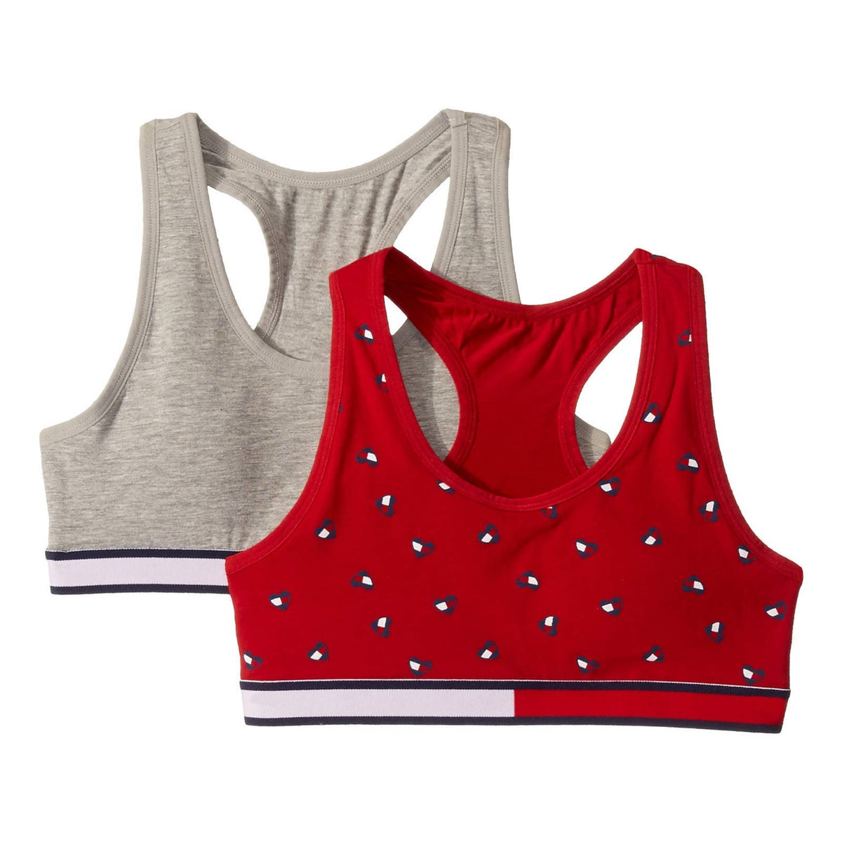 Tommy Hilfiger | Brasier Deportivo Nina Pack 2 | 95% Algodon 5% Elastano | Espalda Cruzada Racerback | Cintura Elastica Logo | Scarlet Sage (12-16T)