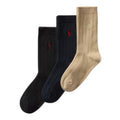 Polo Ralph Lauren | Calcetines Niño Pack 3 Algodón Canalé Negro Marino Beige Pony Rojo
