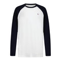 Tommy Hilfiger | Camiseta Niño Manga Larga Raglan Baseball Bicolor Logo Bandera Bordado 100% Algodón Blanco Azul Marino (8-16T)