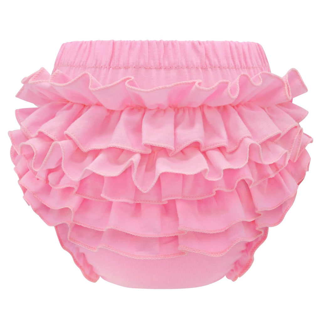 Olreco | Bloomer Bebé Niña Volantes Escalonados 100% Algodón Cintura Elástica Rosa Baby Shower Cumpleaños 0-24 Meses