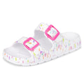 The Children's Place - Sandalias de Meter con Doble Hebilla y Estampado de Salpicaduras de Pintura para Niñas  (Blanco/Multicolor) (Talla 29 - 38)