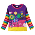Top de Manga Larga Arcoíris con Estampado Floral para Niñas – Algodón (2 - 12T)