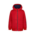 Chaqueta Puffer Heavyweight Tommy Hilfiger | Capucha Forro Micro Polar Navy + Resistente al Agua | Rojo | Niño (8T - 16T)