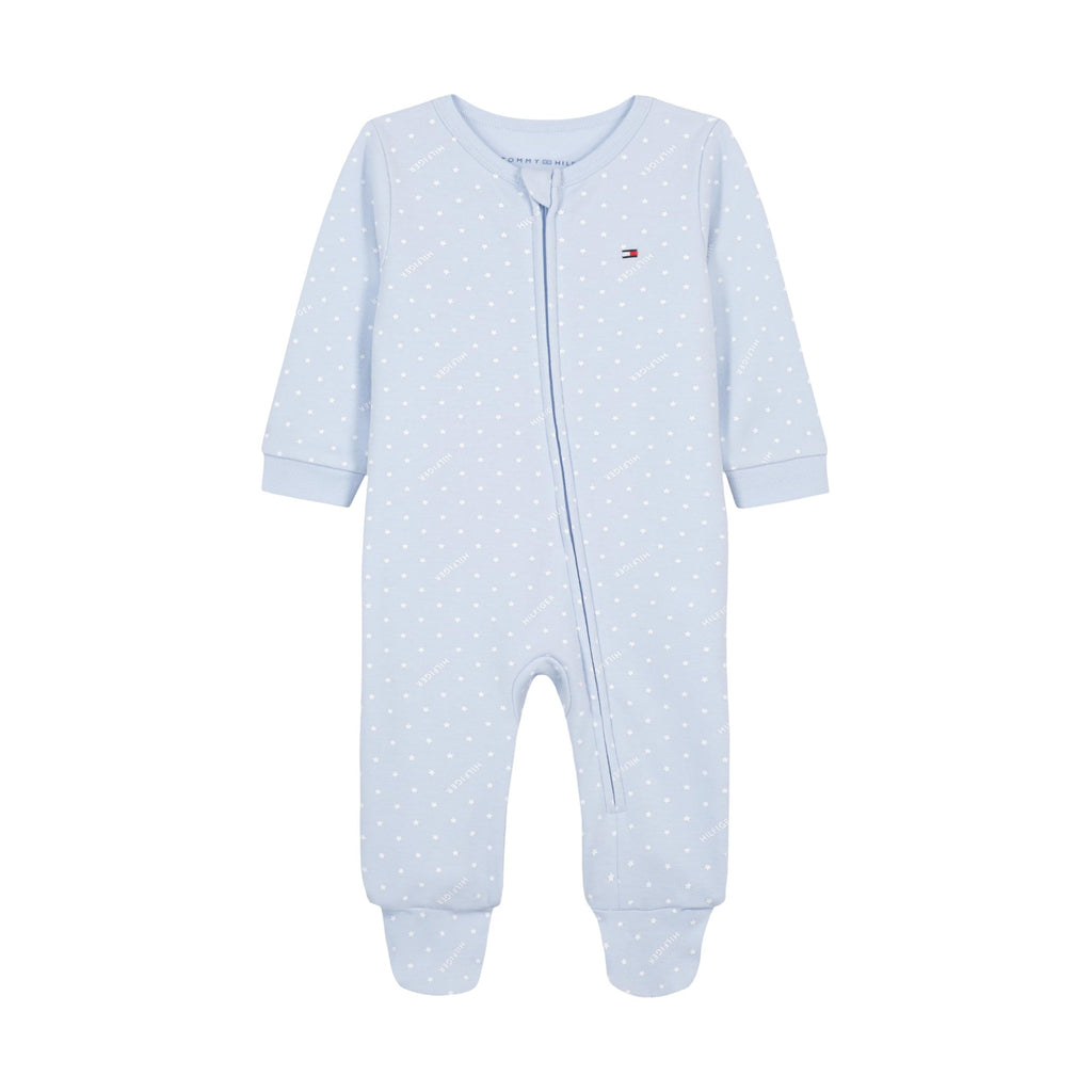 Mono con Pies Manga Larga Tommy Hilfiger | Micropuntos Blancos | Azul Cielo (0M - 9M)
