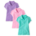 The Children's Place Pack x3 Polos Piqué Niña | Lila + Rosa + Turquesa • Manga Corta