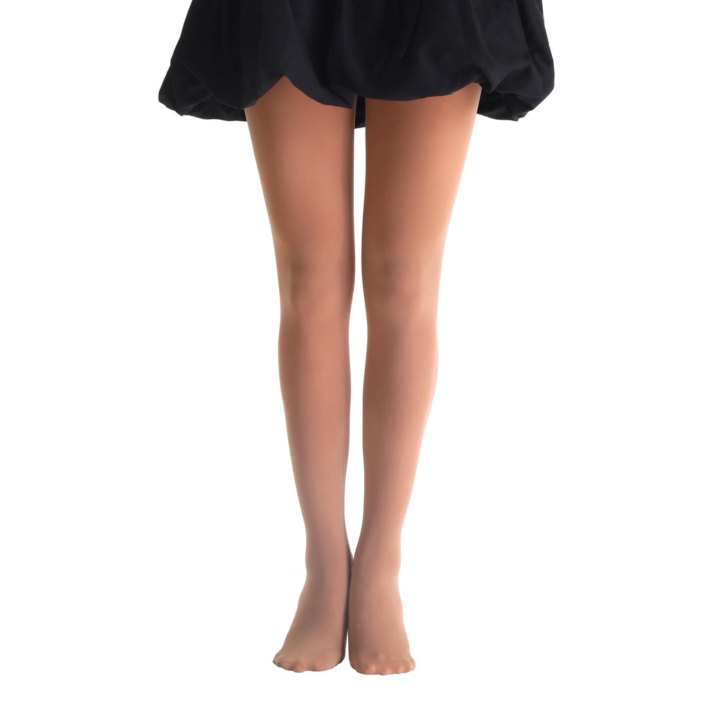 Mallas Nina 1 Par Tono Piel Bronceado Semi Transparente Ultra Suave Sin Costuras Nailon Elastano Baile Escolar Formal (2 - 13T)
