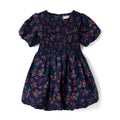 Vestido Burbuja Niña Gymboree | Franela 100% Algodón + Floral Ditsy Navy + Corpiño Fruncido Smocked + Manga Farol (2T - 12T)