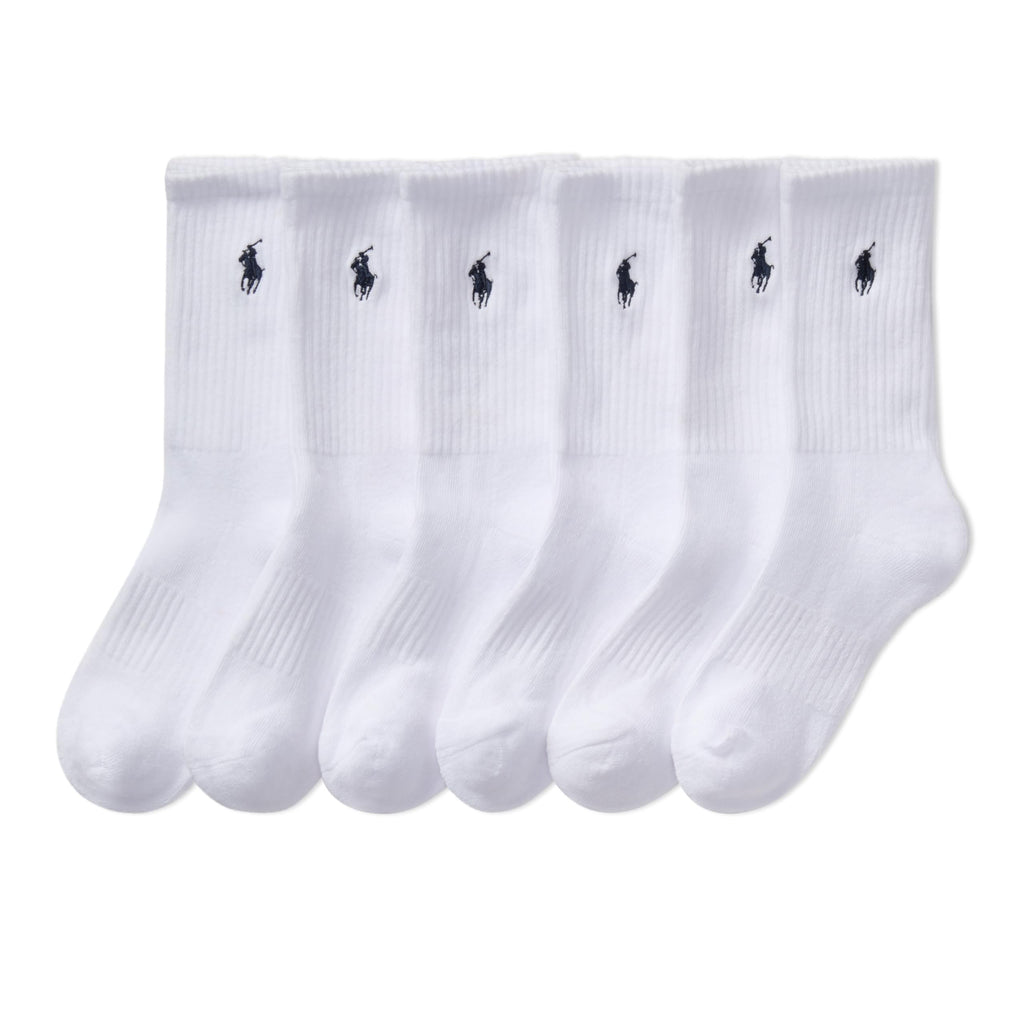 Polo Ralph Lauren | Calcetines Deportivos Niño Pack 6 Algodón Rendimiento Atlético Blanco Stay-Up