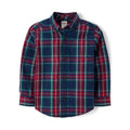 Gymboree Camisa de Franela Tartán Manga Azul Marino, Rojo y Verde (12M - 12T)
