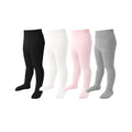 Pack 4 Mallas Punto Trenzado Cable Knit Mini Angel | Sin Costura + Algodón Peinado + Negro Blanco Rosa Gris | Bebé Niña 0-6 Años