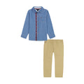Conjunto 2 Piezas Tommy Hilfiger | Camisa Denim Chambray Cinta Logo + Pantalón Chino Kaki | Niño (12M - 7T)