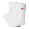 Tommy Hilfiger | Calcetines Niño Unisex Pack 6 Pares Crew Deportivos Acolchados Transpirables Blanco (4 - 12T)