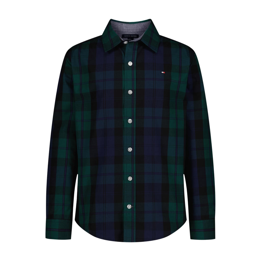 Tommy Hilfiger | Camisa Casual Manga Larga Blackwatch Verde Marino Niño (Solo 8T)