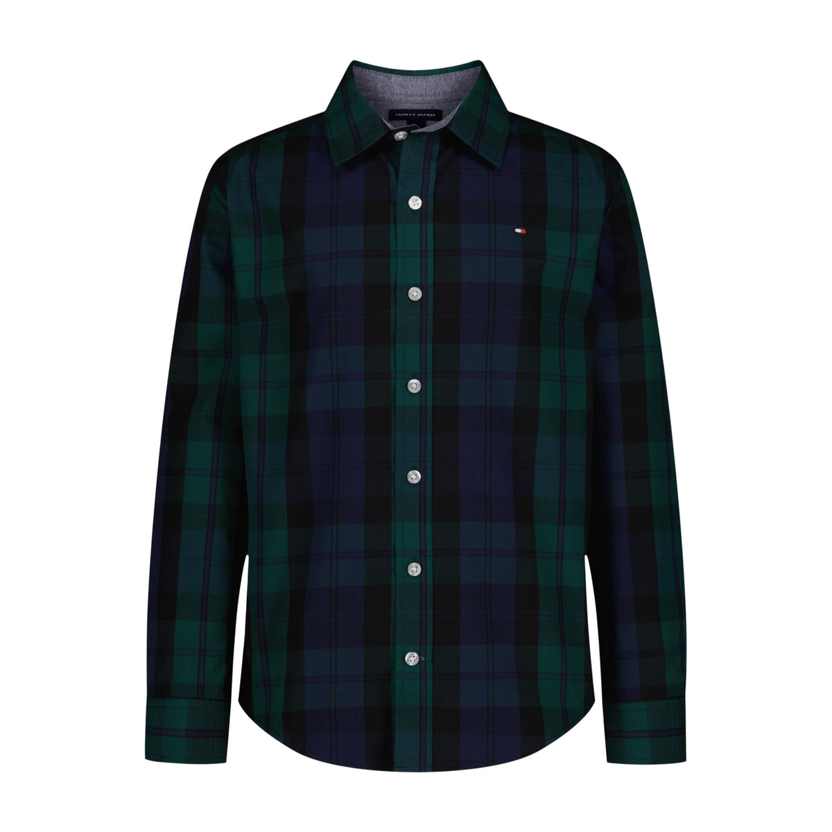 Tommy Hilfiger | Camisa Casual Manga Larga Blackwatch Verde Marino Niño (Solo 8T)