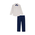 Conjunto Formal 3 Piezas Tommy Hilfiger | Camisa Windowpane Crema Azul + Pantalón Vestir Navy + Pajarita | Niño (2T - 7T)
