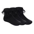 Pistha | Calcetines Nina Pack 3 Pares Volantes Encaje Doble Capa Negro Tobillero Algodon Princesa Uniforme Oscuro Boda (1 - 15T)