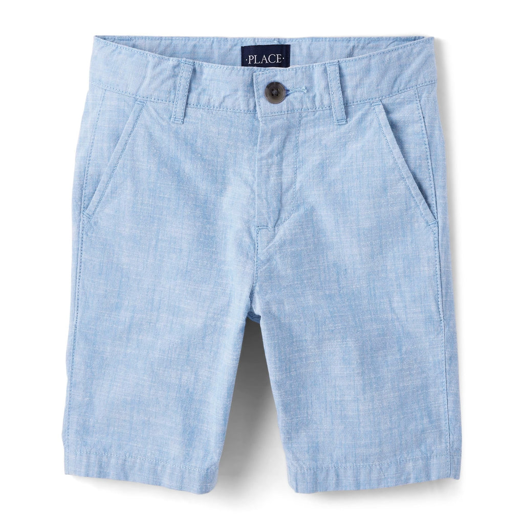 The Children's Place Short Chino Texturizado Niño | Azul Cielo • Algodón • Botón + Cremallera