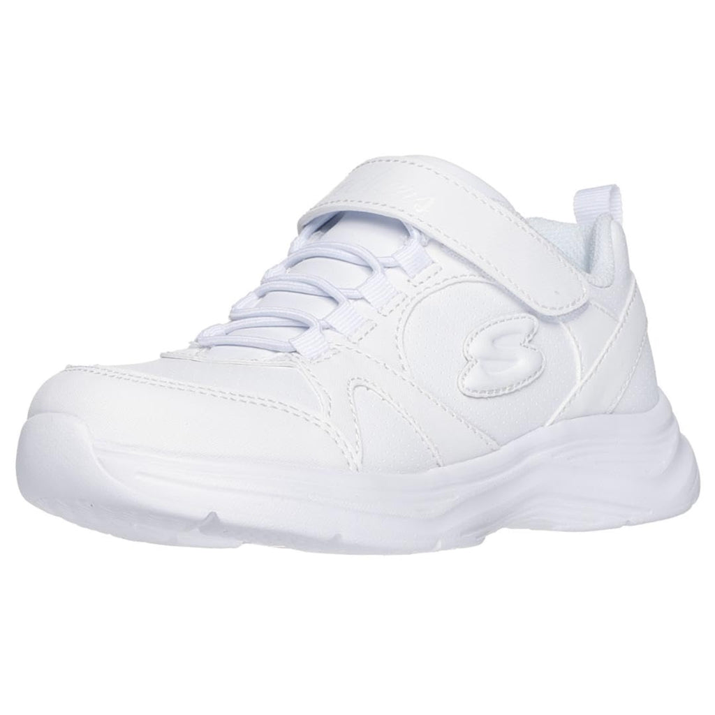 Skechers - Tenis Escolares Deportivos Glimmer Kicks con Ajuste de Velcro y Cordones Elásticos para Niños Blanco (Talla 27 - 37)