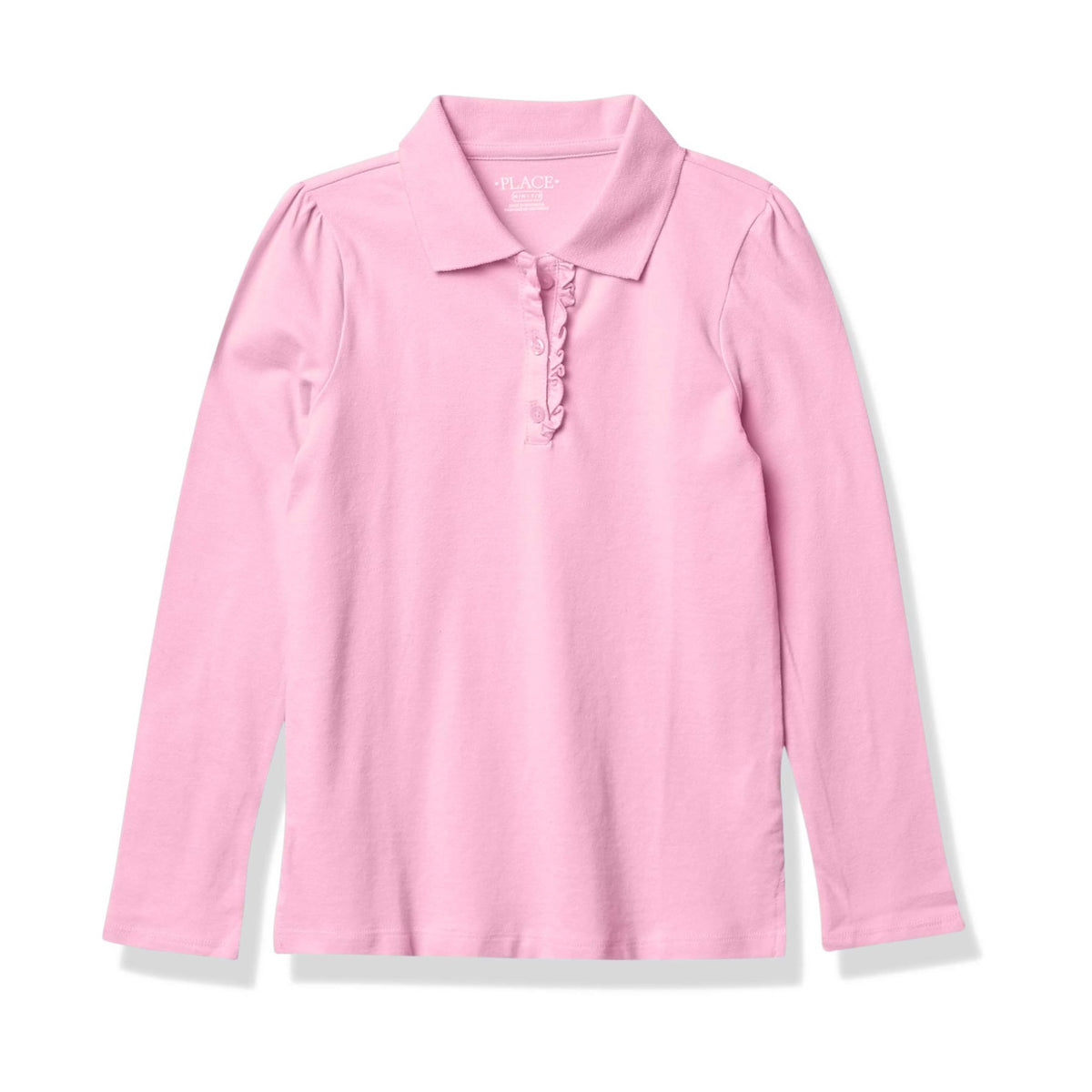 The Children's Place Polo Piqué Niña | Rosa • Manga Larga con Volantes
