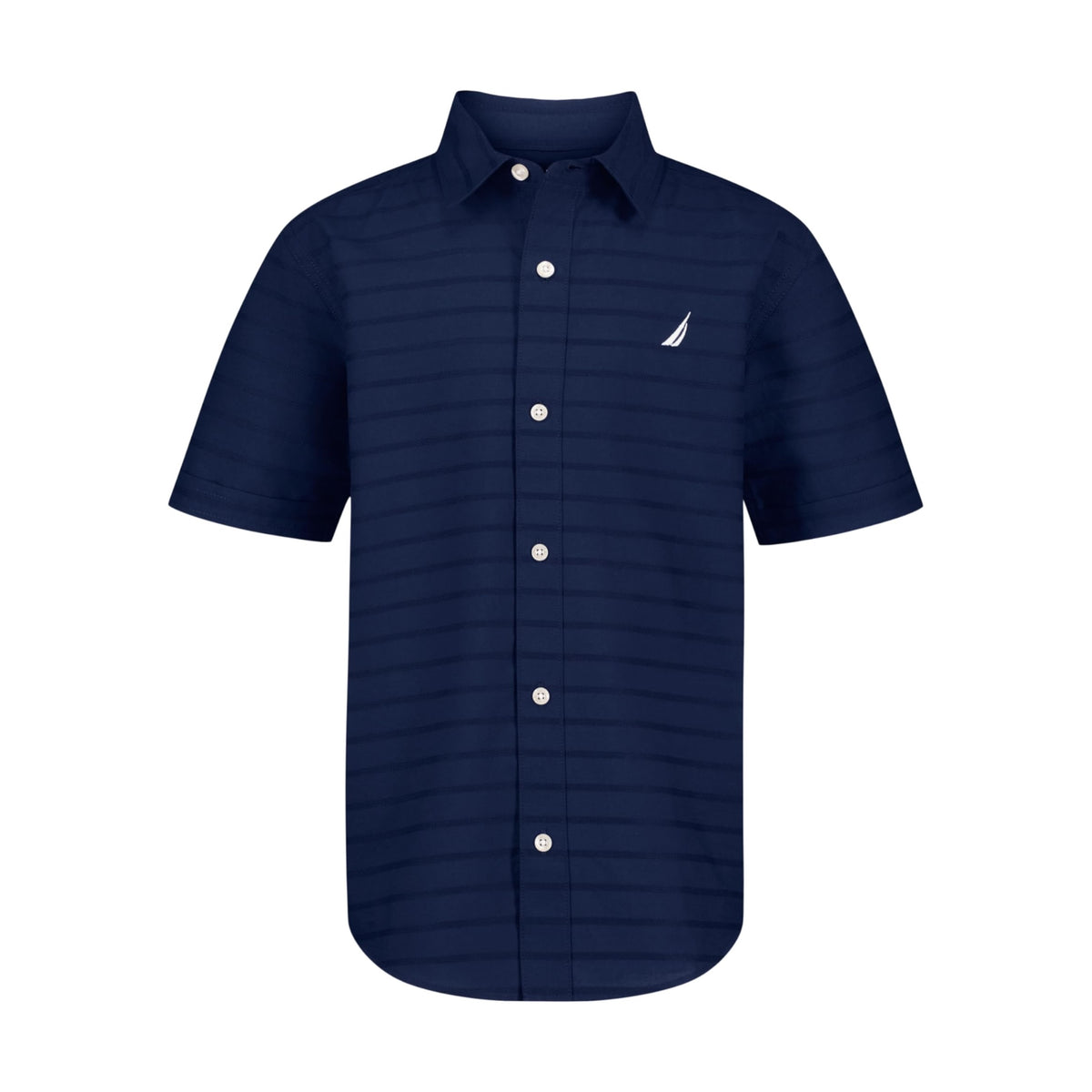 Nautica | Camisa Manga Corta Dobby Azul Marino Sólido Niño  (8T - 16T)