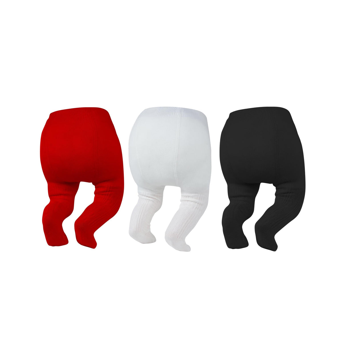 Pack 3 Leotardos con Pies Zando | Espacio para Pañal + Algodón Premium + Rojo Blanco Negro | Bebé Niña 0-4T