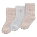 Polo Ralph Lauren | Calcetines Bebé Pack 3 Algodón Orgánico Textura Cable Rosa Suave Blanco Agarres