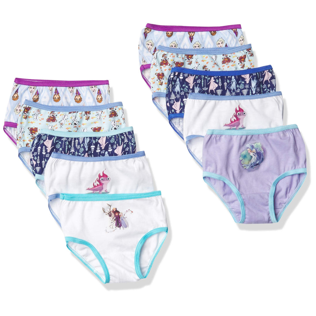 Disney Frozen | Panty Bikini Nina Pack 10 | Sin Etiqueta | Elastico Estirable | Personajes Elsa Anna Olaf Bruni | Licencia Oficial Disney (2 - 8T)